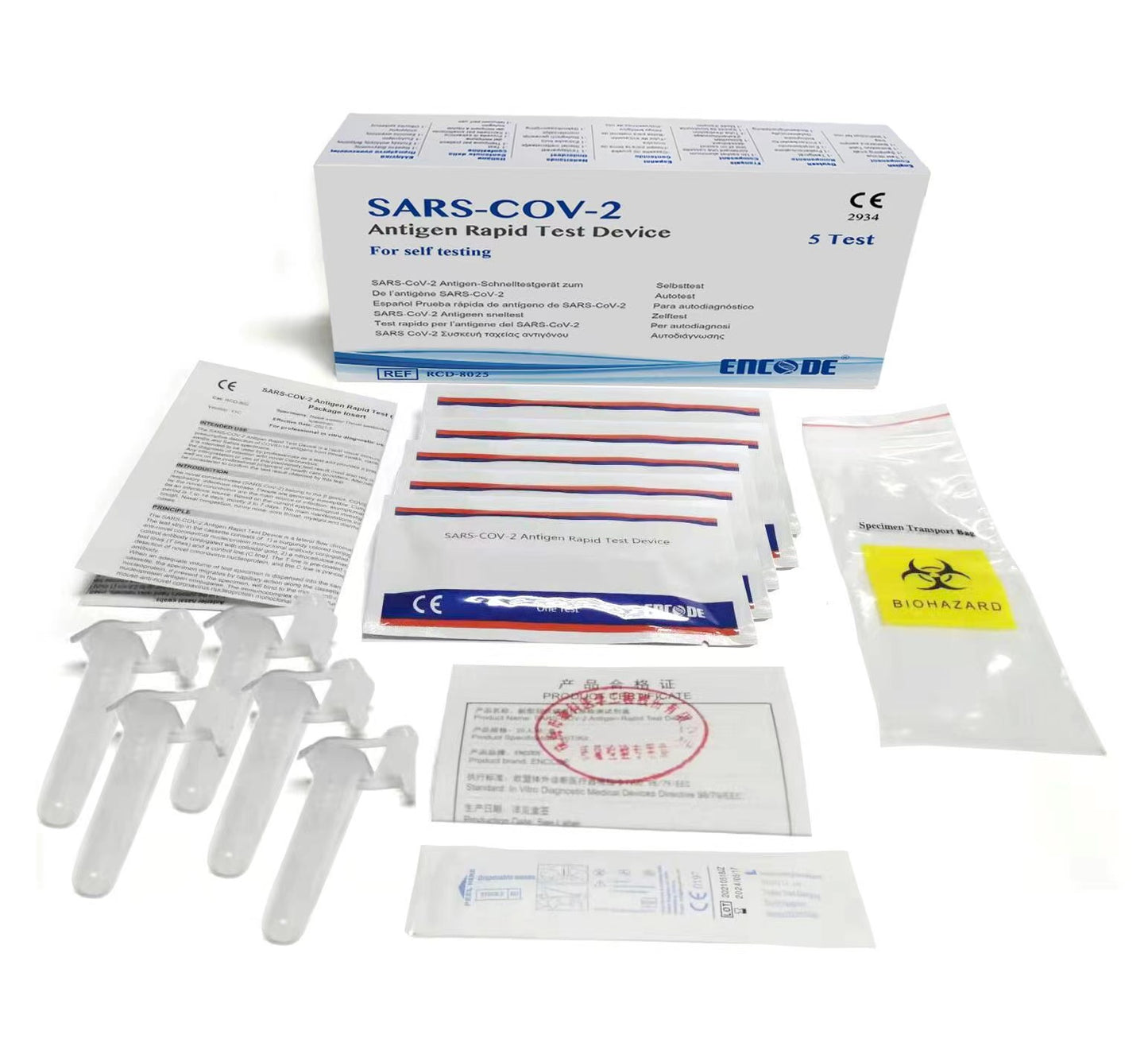 （衛生署認可）Encode SARS-COV-2 Antigen Rapid Test Device 新冠病毒抗原快速測試劑（5支裝）